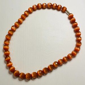 Retro burnt orange necklace with faceted round beads